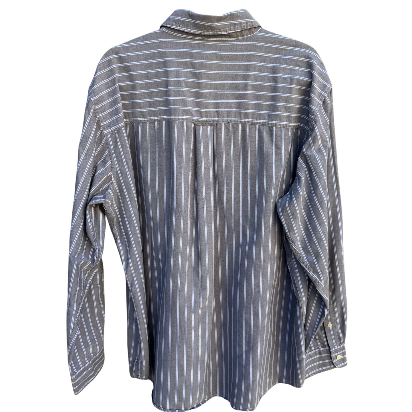 Chaps Ralph Lauren Mens Long Sleeve Button-Up Gray Blue White Striped Shirt XL