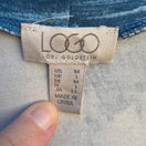 Switch LOGO Lori Goldstein Blue Abstract Brushstroke Open Front Cardigan Sheer Hem M 2 image