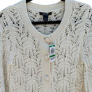 Switch Style &amp; Co Womens L Tuileries Ivory Pointelle Leaf Knit Cardigan NEW Cottagecore 3 image