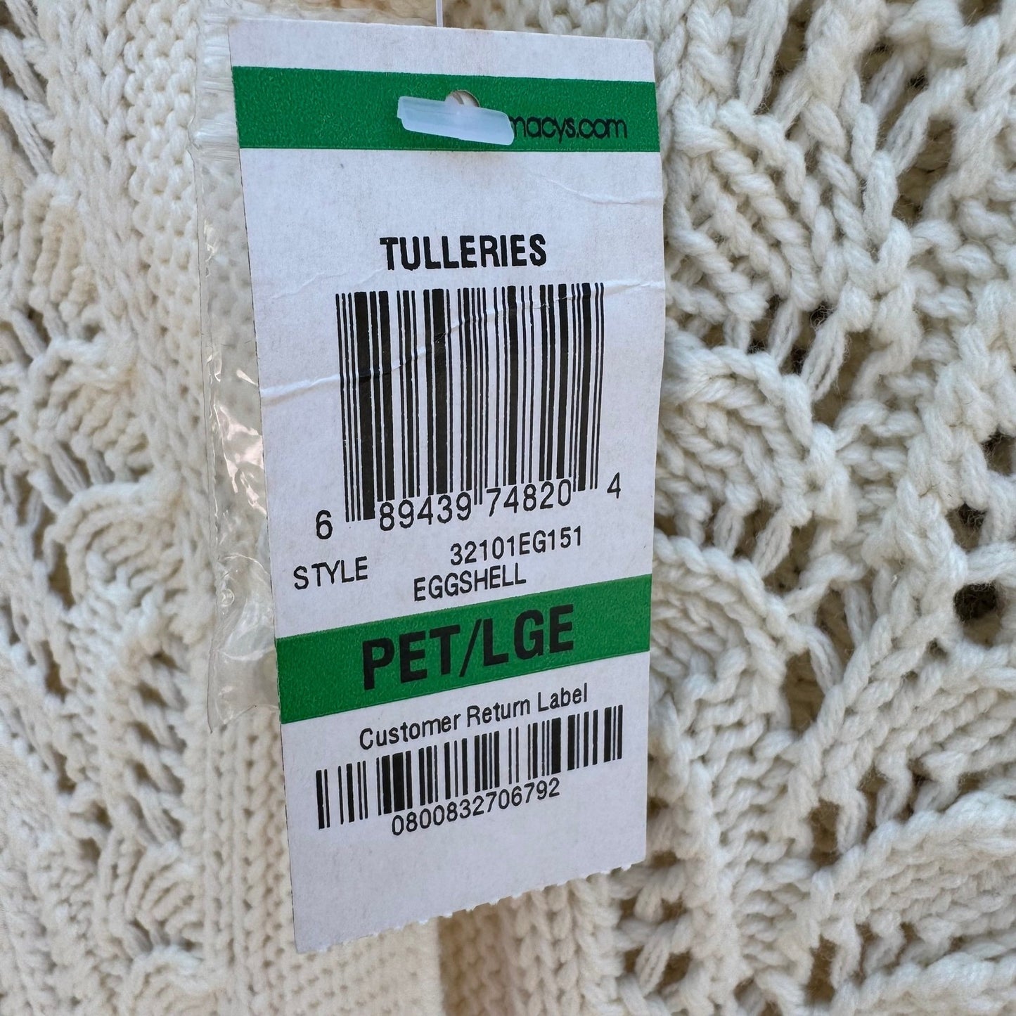 Style & Co Womens L Tuileries Ivory Pointelle Leaf Knit Cardigan NEW Cottagecore