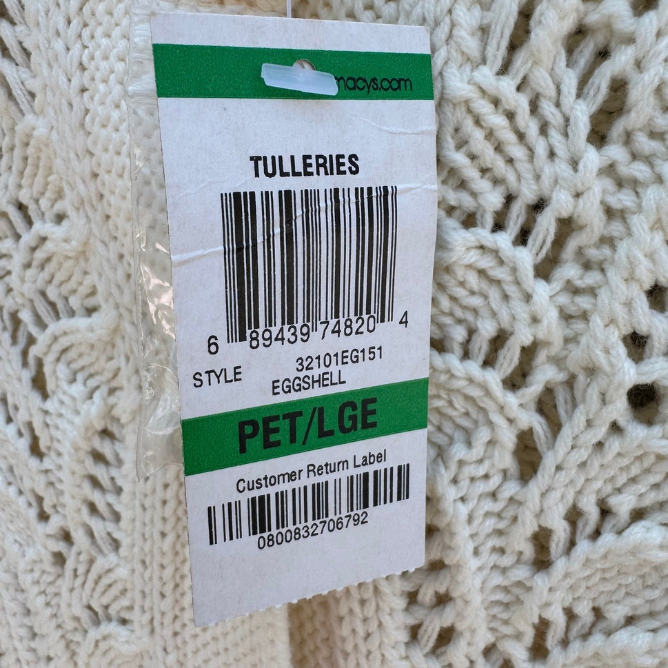 Style & Co Womens L Tuileries Ivory Pointelle Leaf Knit Cardigan NEW Cottagecore