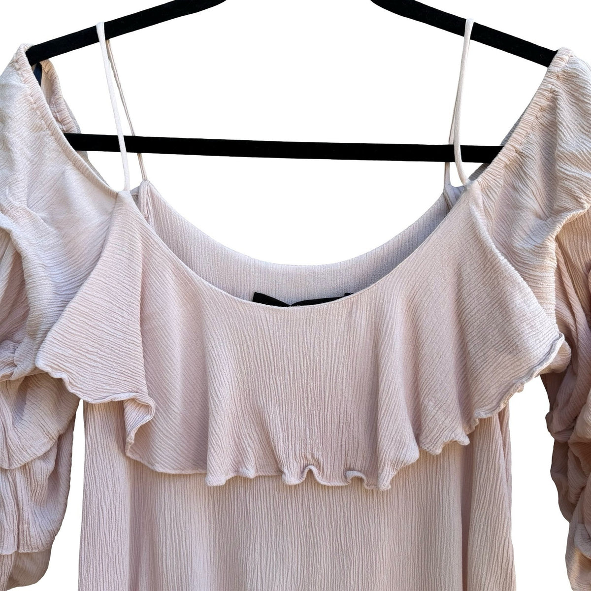 Zara Woman Coquette Balletcore Fairy Pastel Pink Ruffle Cold Shoulder Blouse S
