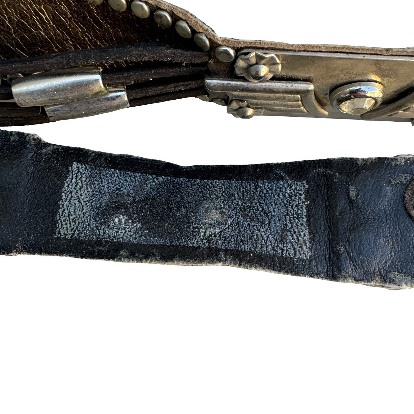 Lily Farouche Bronze Leather Studded Western Belt Star Winged Buckle Size 2