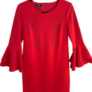 Switch Alfani Red Bell Sleeve Scoop Neck Floral Cutouts Knee-Length Shift Dress 6P 2 image