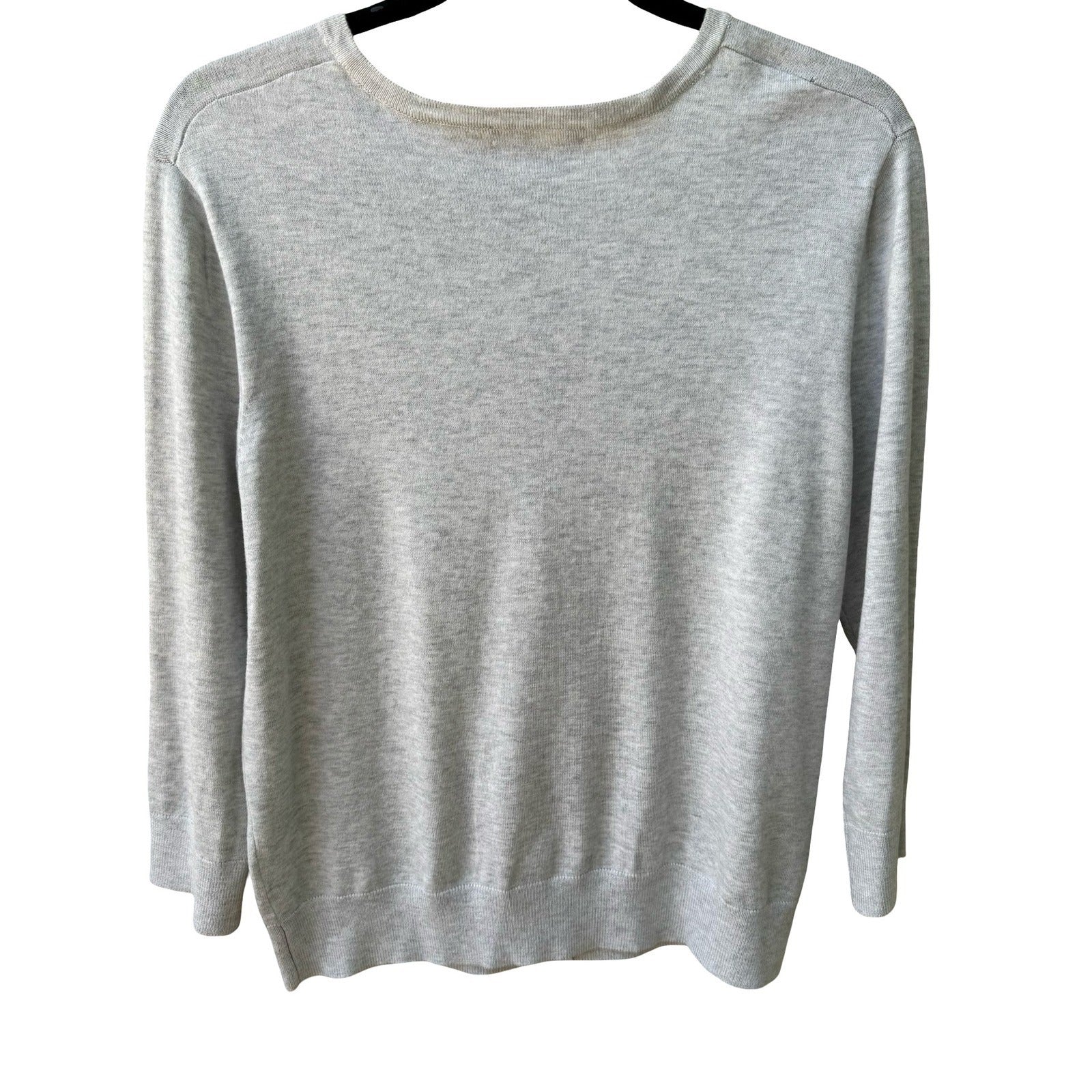 Cable & Gauge Preppy Minimalist Embellished Studded Knit Cardigan Sweater Grey L