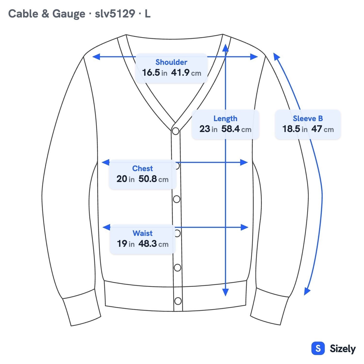 Cable & Gauge Preppy Minimalist Embellished Studded Knit Cardigan Sweater Grey L
