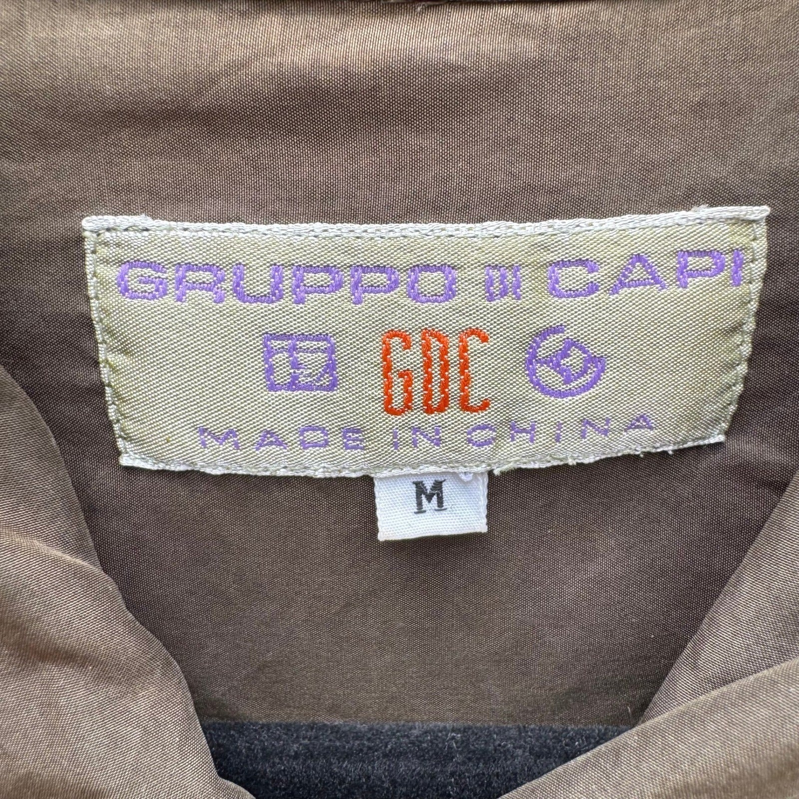 Gruppo Capi Vintage Mens M Silk Button Down Shirt Olive Green Long Sleeve Luxury