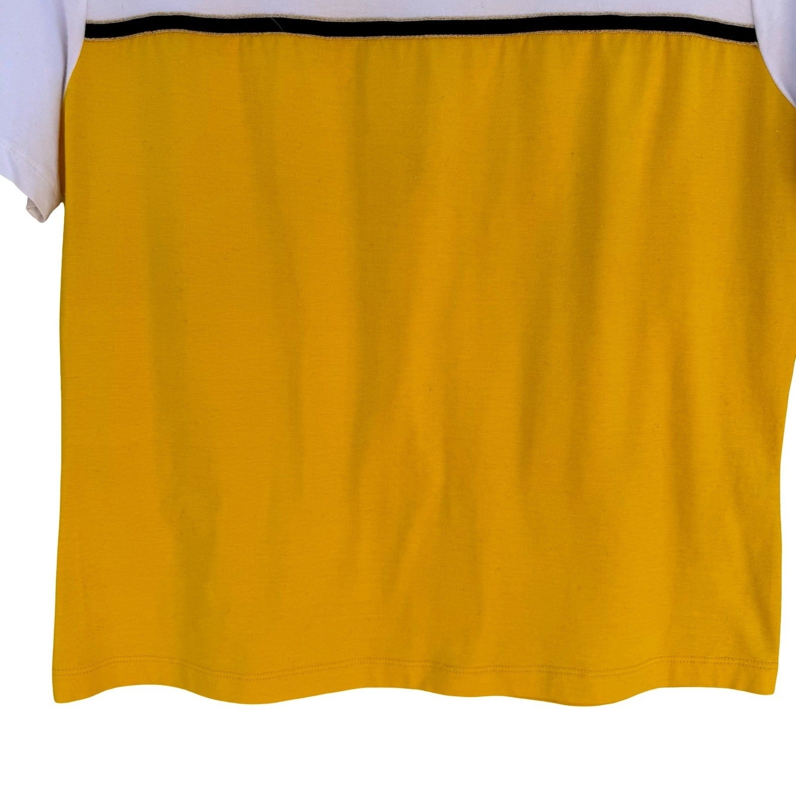 St John Sport Marie Gray Vintage 90s Yellow White Nautical Anchor Coastal Top M
