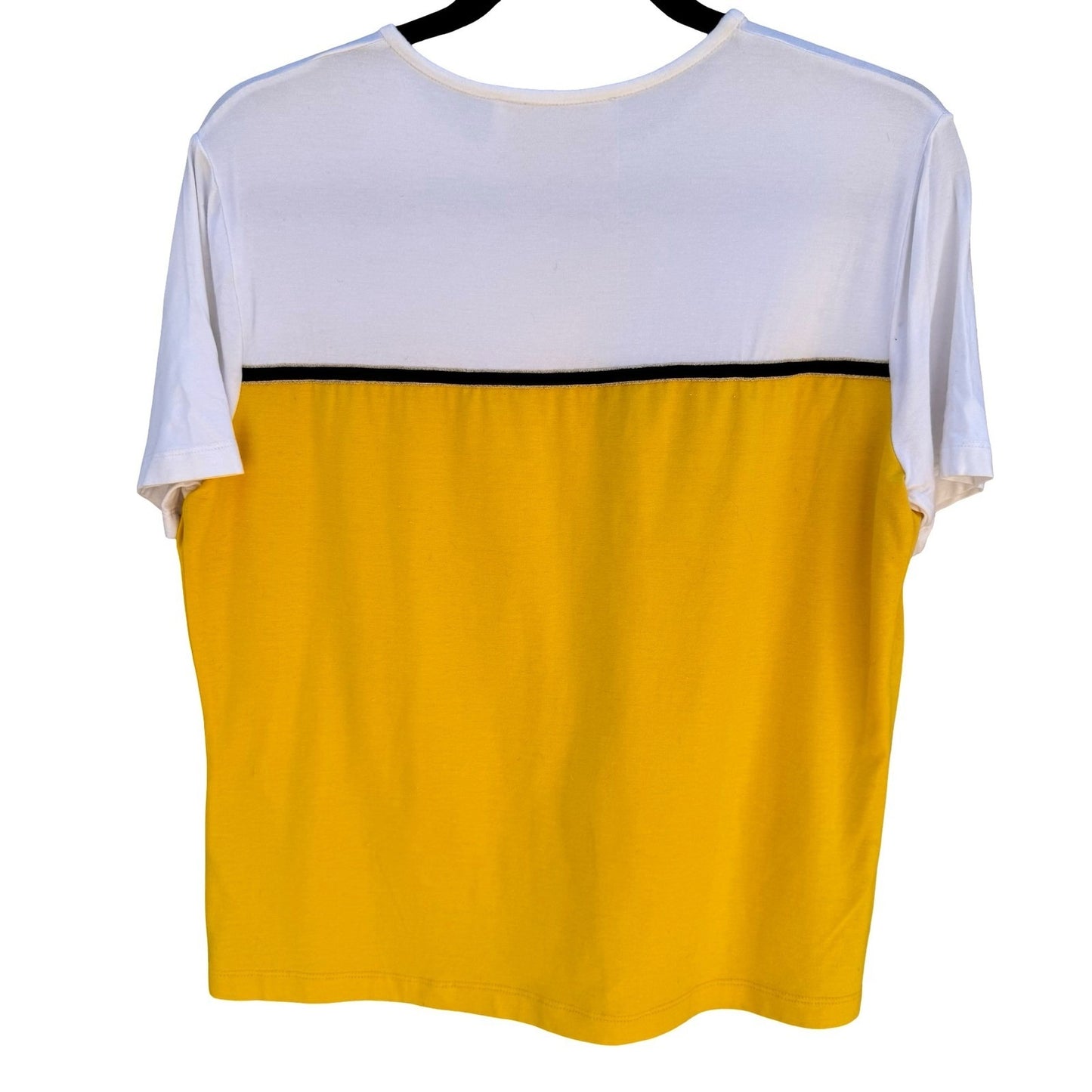 St John Sport Marie Gray Vintage 90s Yellow White Nautical Anchor Coastal Top M