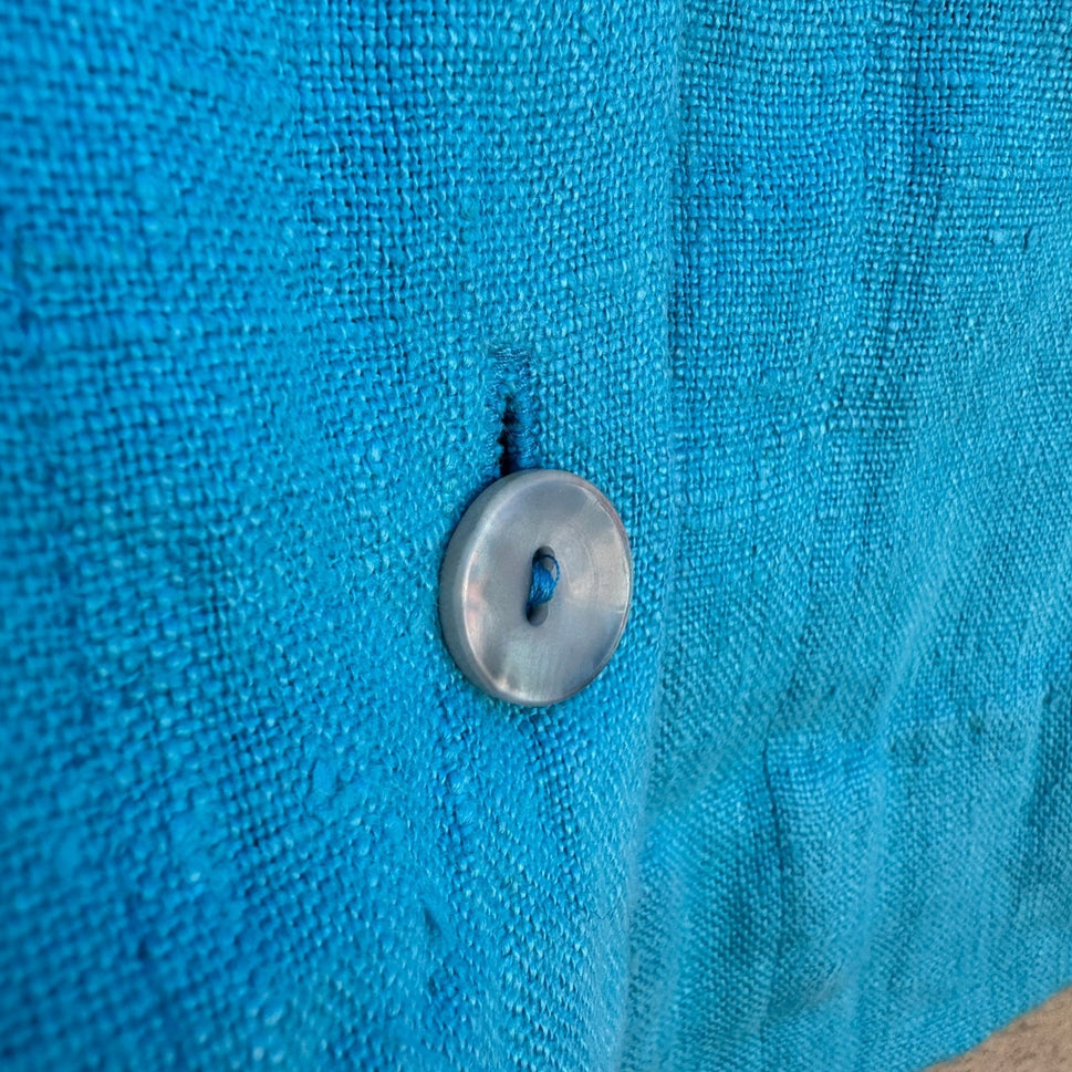 Harve Benard Turquoise 100% Linen 2 Piece Shirt and Tank Top Set Womens 8