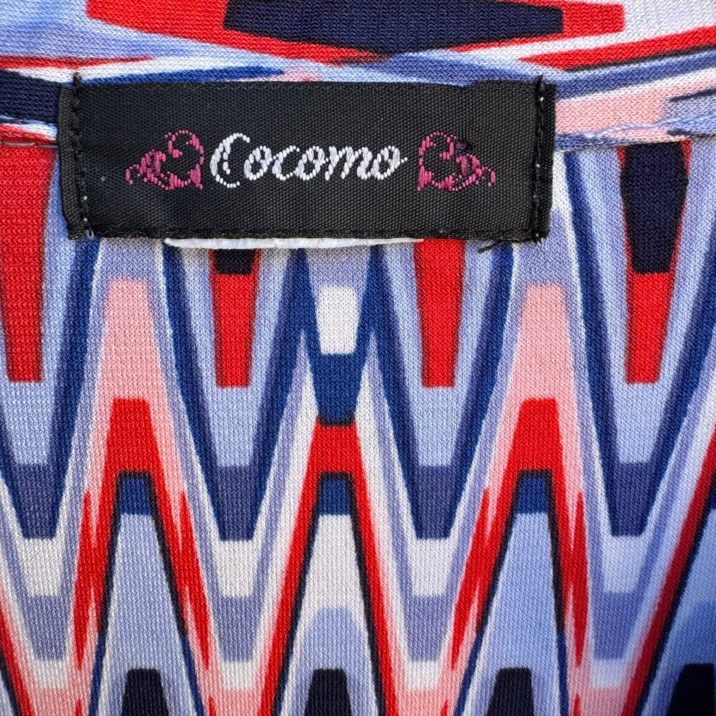 Cocomo Mod Professional Flowy Workwear Sleeveless Geometric Chevron Blouse XL
