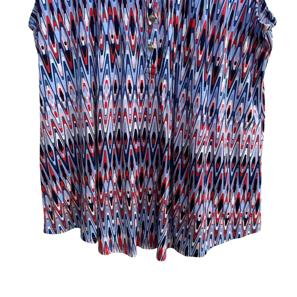 Cocomo Mod Professional Flowy Workwear Sleeveless Geometric Chevron Blouse XL
