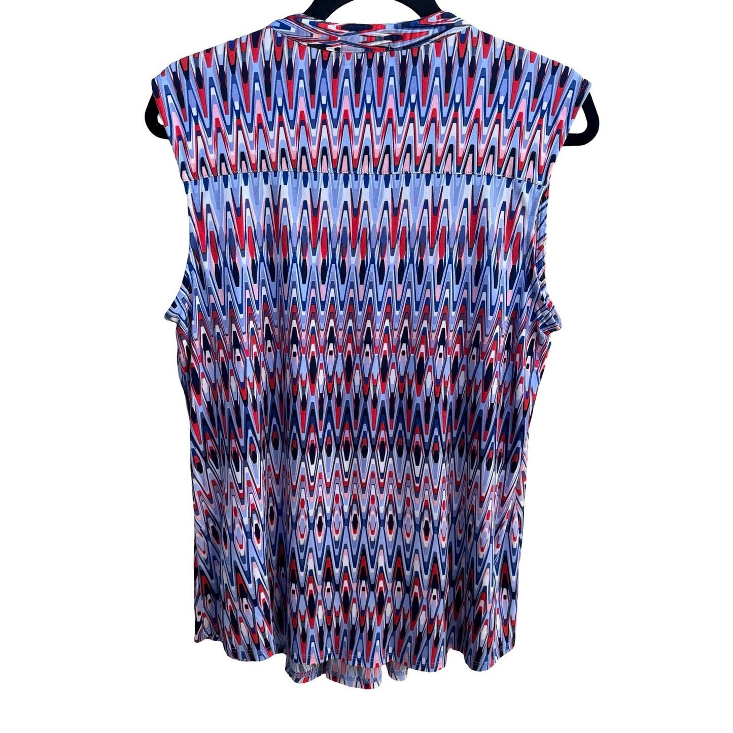 Cocomo Mod Professional Flowy Workwear Sleeveless Geometric Chevron Blouse XL
