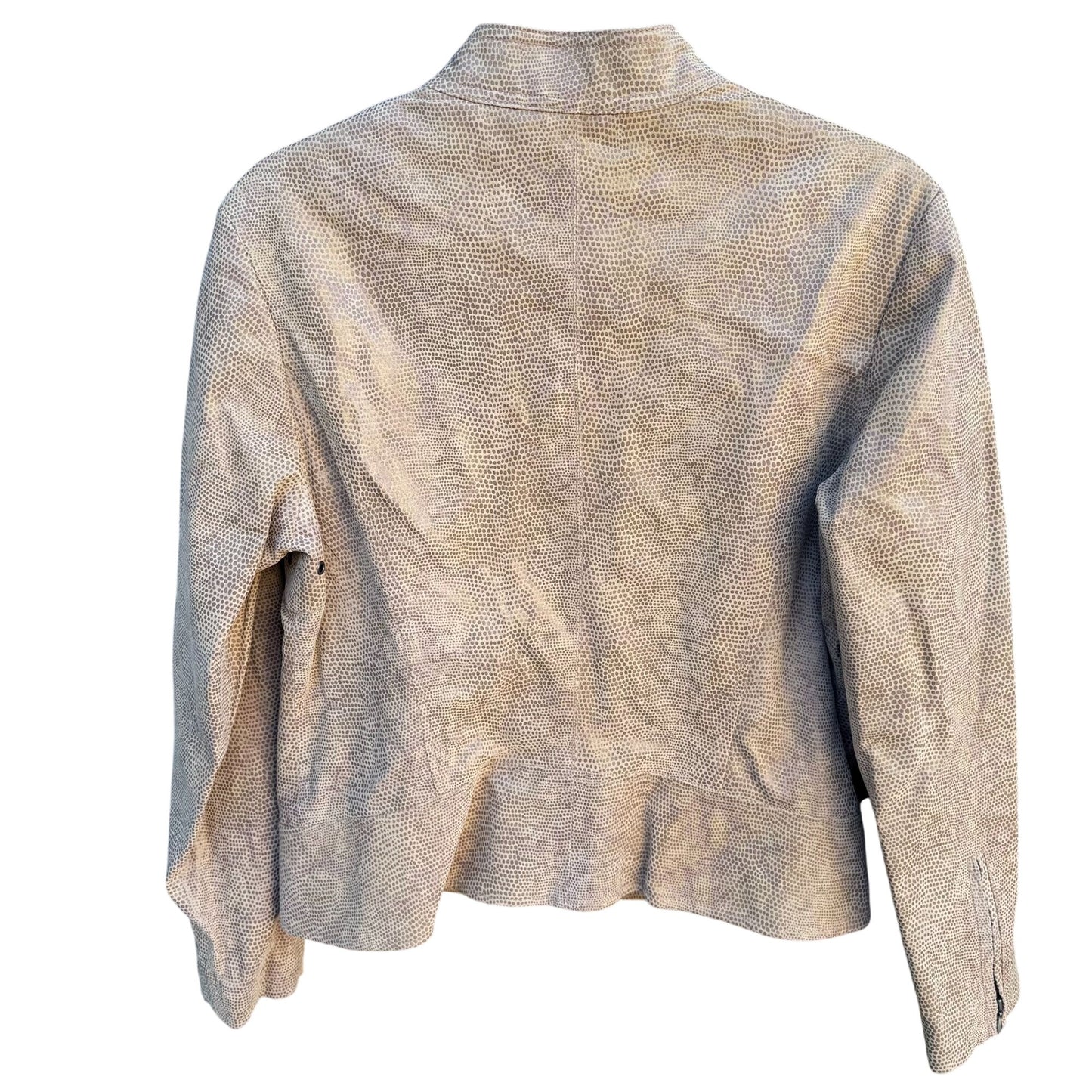 Terry Lewis Classic Luxuries Lizard Embossed Leather Bomber Jacket Zip Pockets S