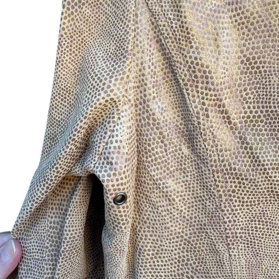 Terry Lewis Classic Luxuries Lizard Embossed Leather Bomber Jacket Zip Pockets S