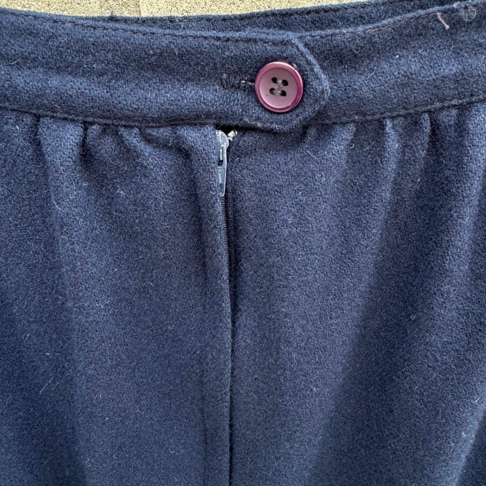 Harris & Frank Vintage70s Navy Blue 100% Pure Wool Skirt Suit Set Womens 13/14