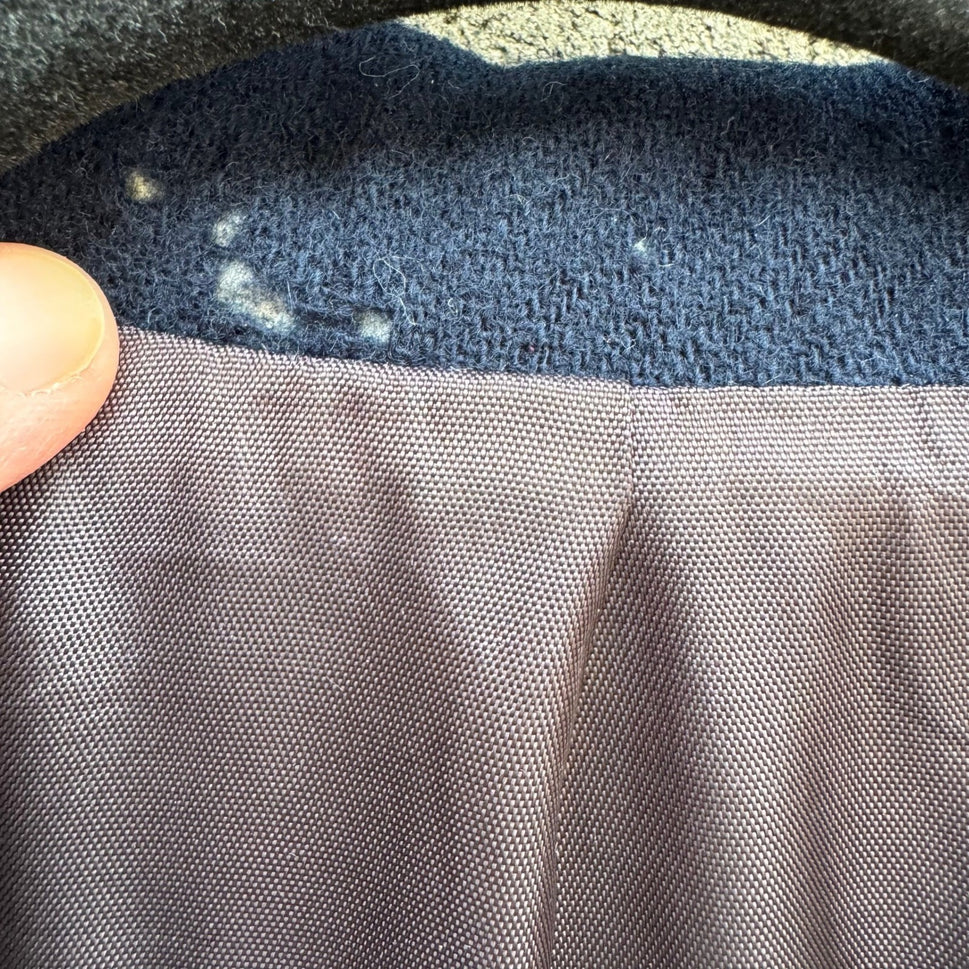 Harris & Frank Vintage70s Navy Blue 100% Pure Wool Skirt Suit Set Womens 13/14