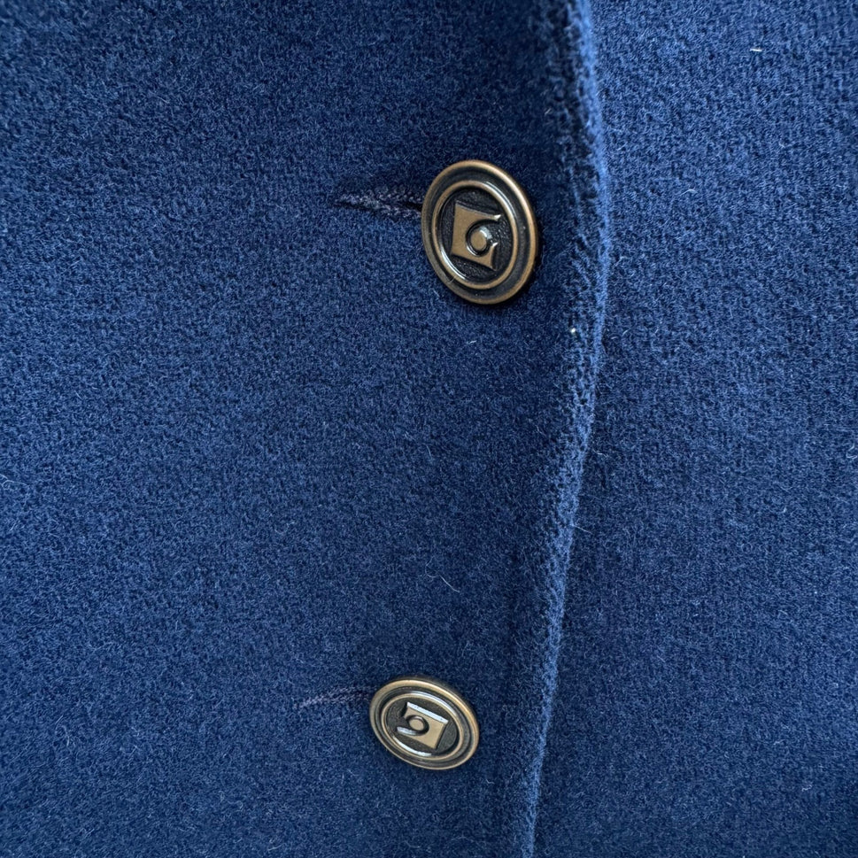 Harris & Frank Vintage70s Navy Blue 100% Pure Wool Skirt Suit Set Womens 13/14