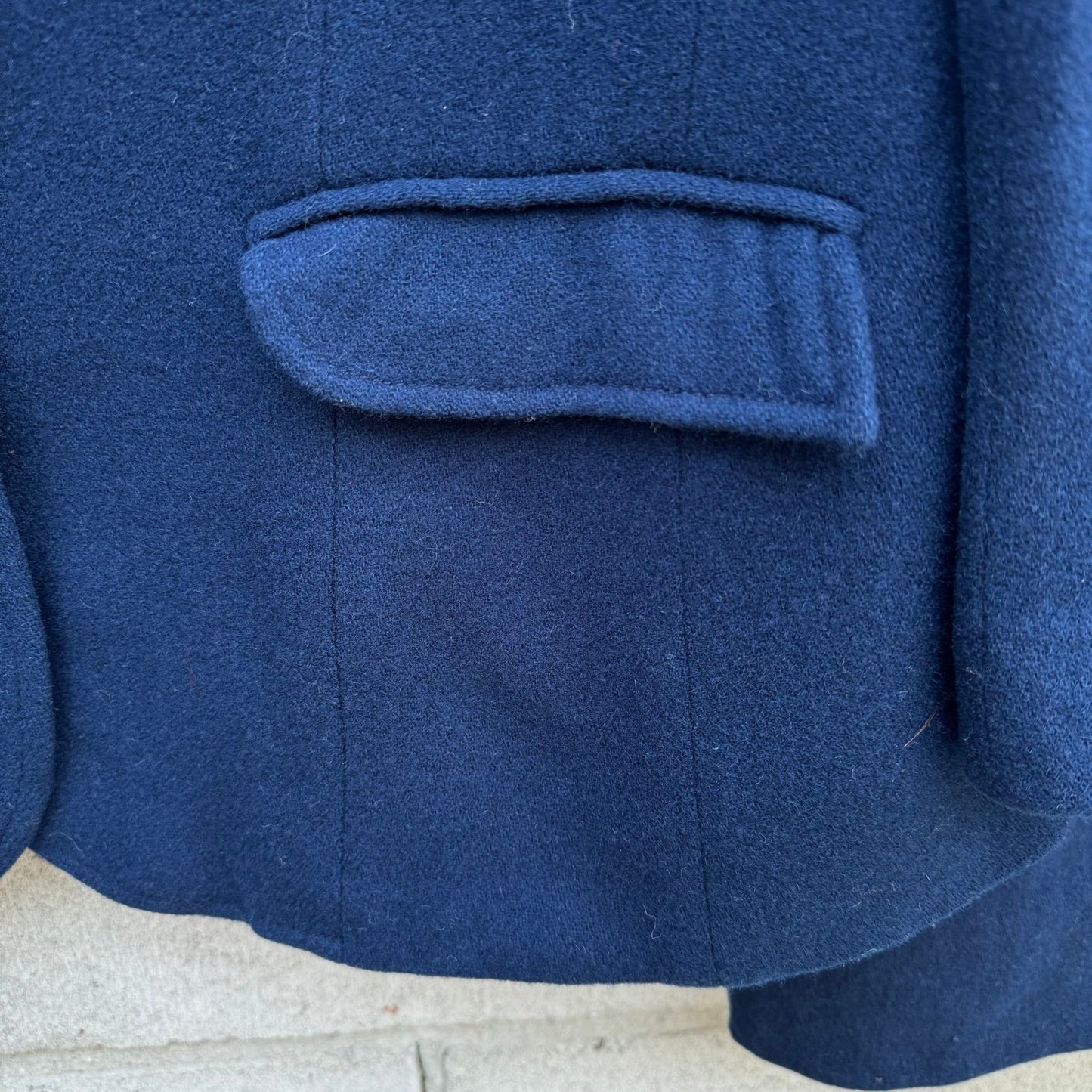 Harris & Frank Vintage70s Navy Blue 100% Pure Wool Skirt Suit Set Womens 13/14