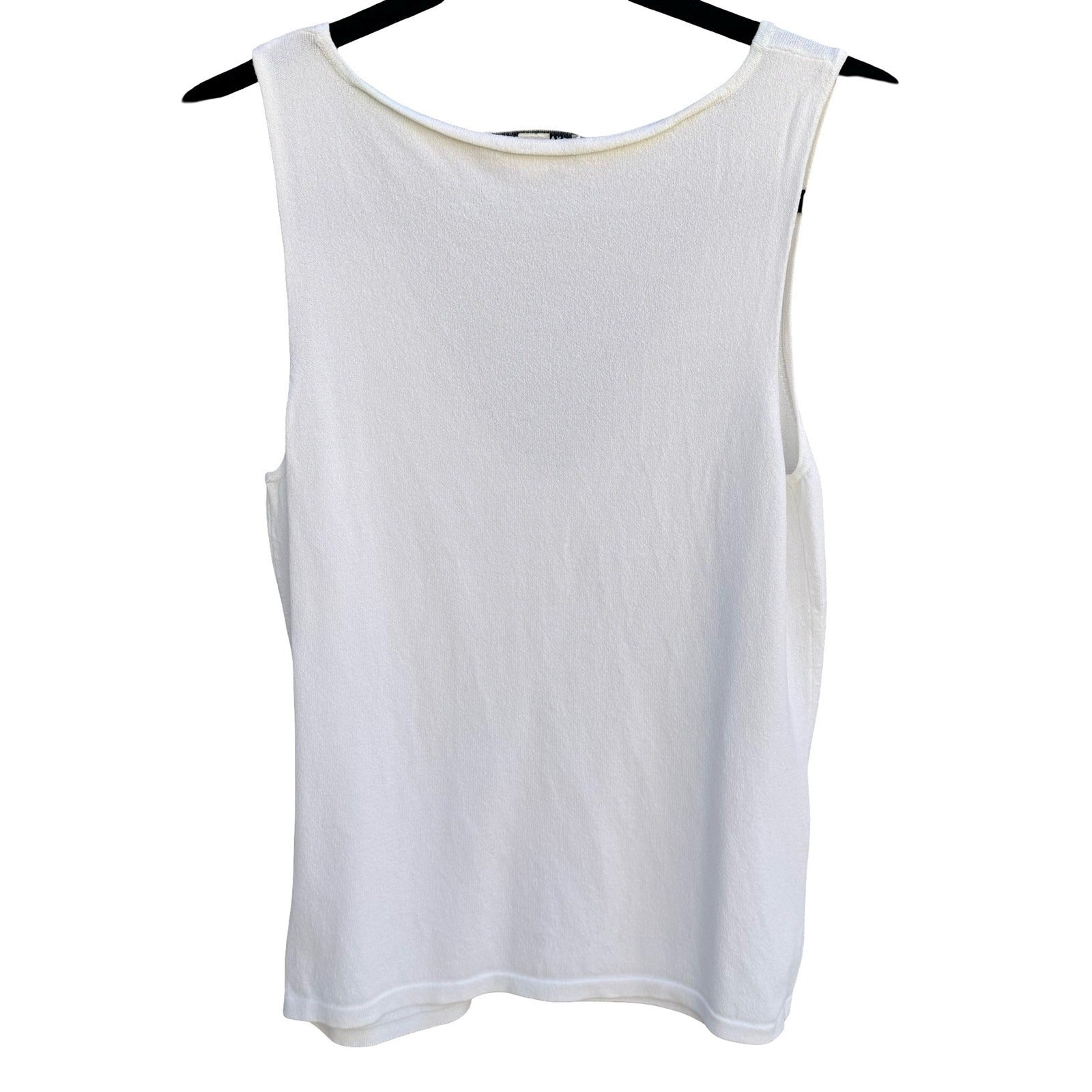 Banana Republic Womens White V-Neck Ruched Knit Tank Top Large 239440-01 Summer