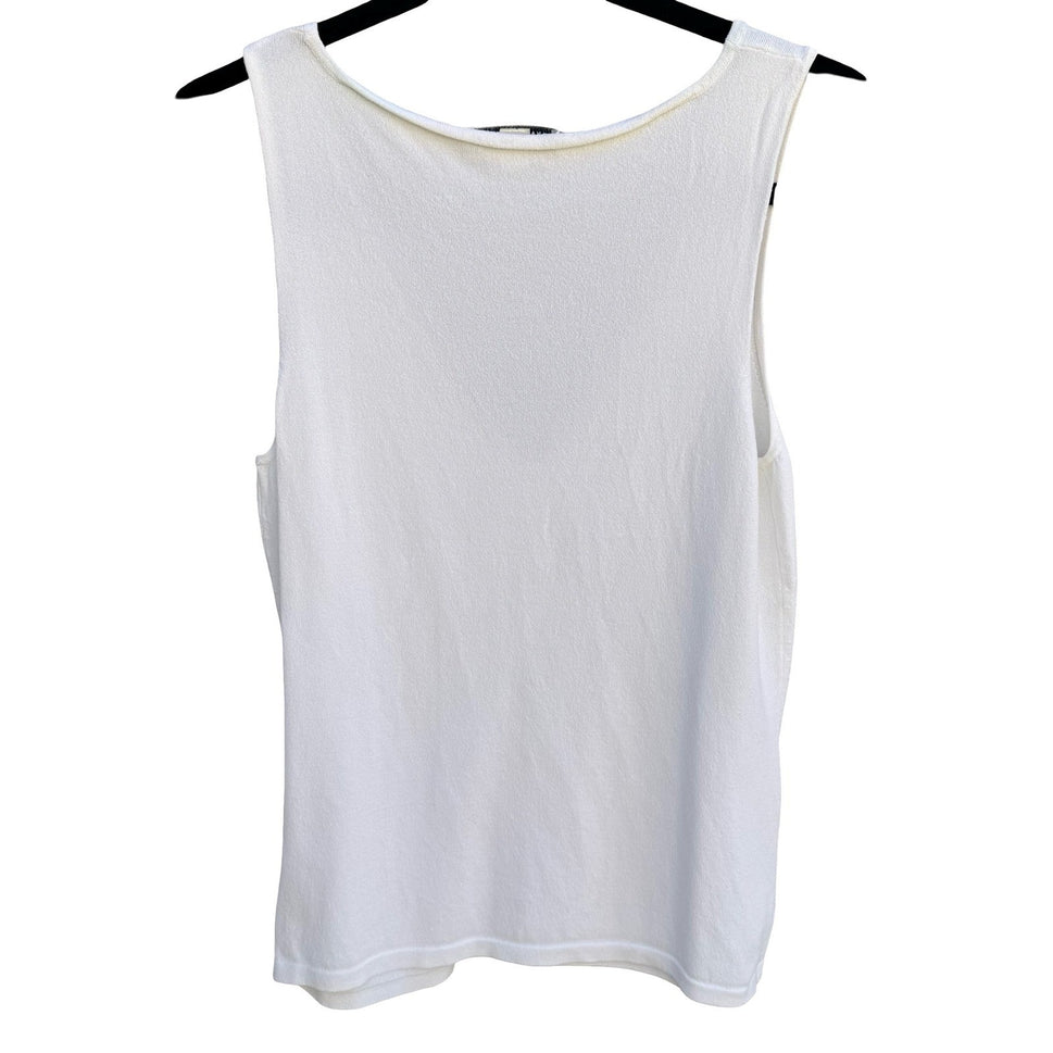 Banana Republic Womens White V-Neck Ruched Knit Tank Top Large 239440-01 Summer