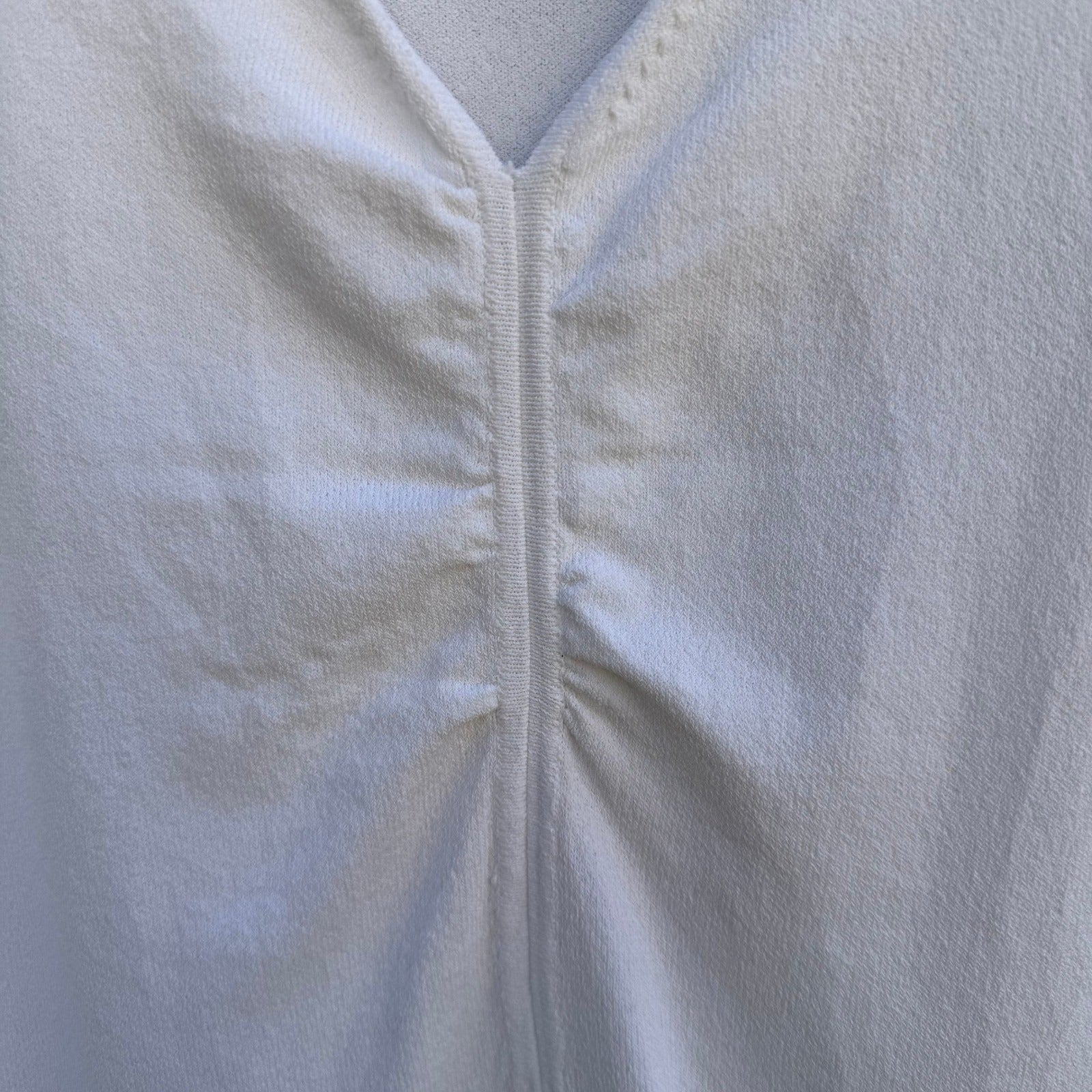Banana Republic Womens White V-Neck Ruched Knit Tank Top Large 239440-01 Summer