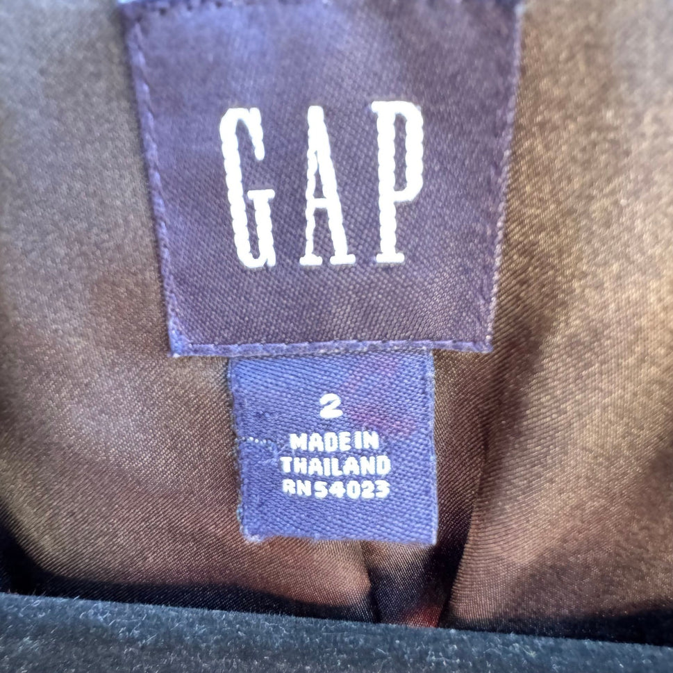 Gap Vintage 90s Cotton Linen Preppy Blazer Jacket Black Tailored Office Womens 2