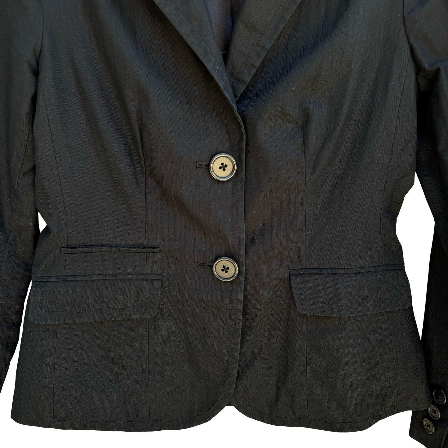 Gap Vintage 90s Cotton Linen Preppy Blazer Jacket Black Tailored Office Womens 2