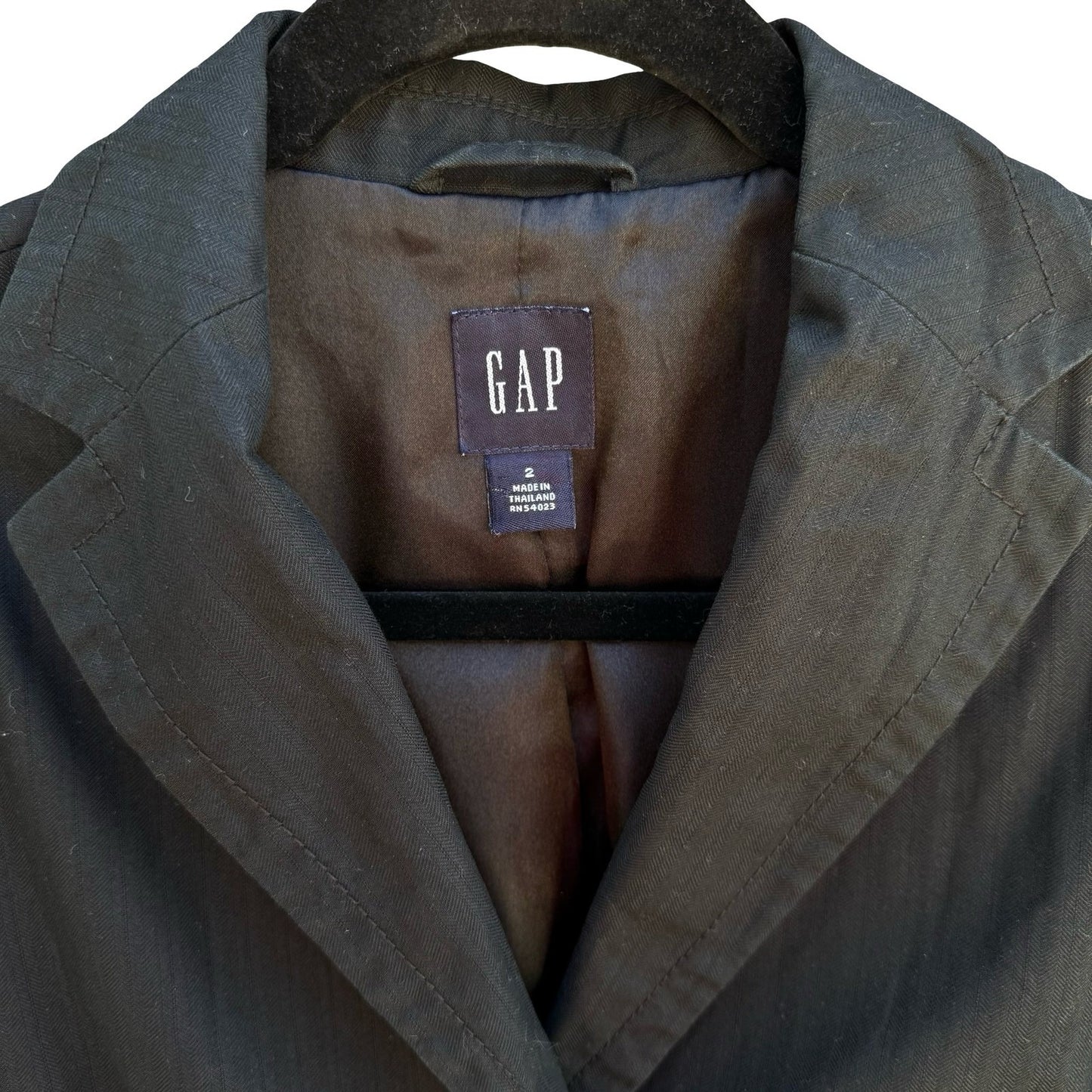 Gap Vintage 90s Cotton Linen Preppy Blazer Jacket Black Tailored Office Womens 2