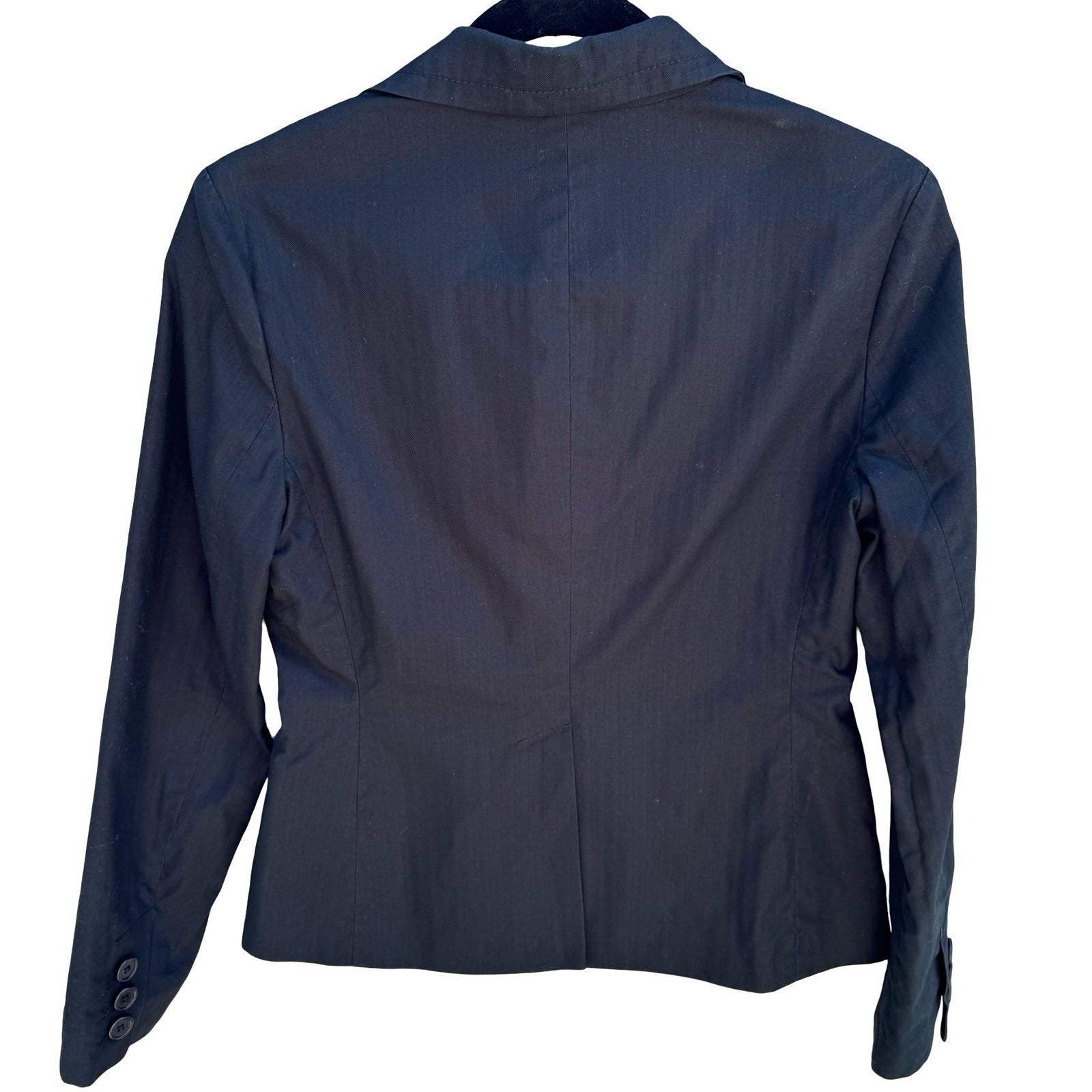 Gap Vintage 90s Cotton Linen Preppy Blazer Jacket Black Tailored Office Womens 2