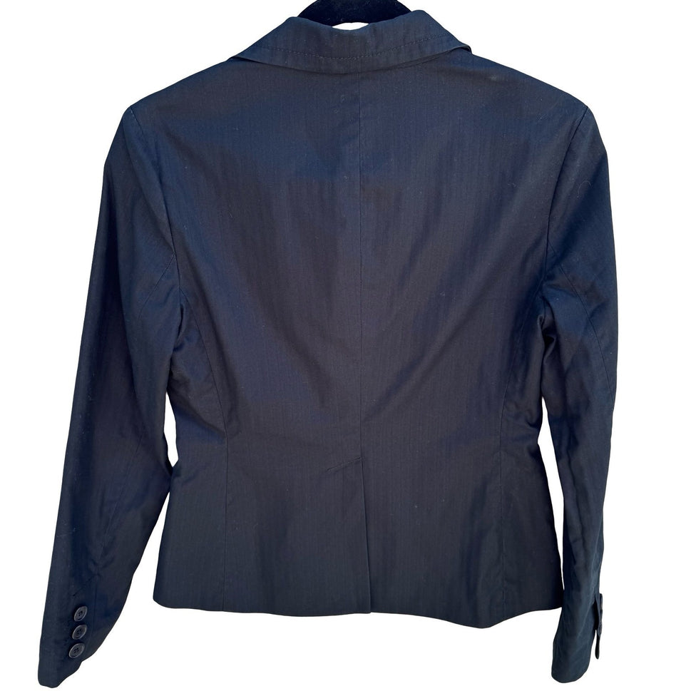 Gap Vintage 90s Cotton Linen Preppy Blazer Jacket Black Tailored Office Womens 2