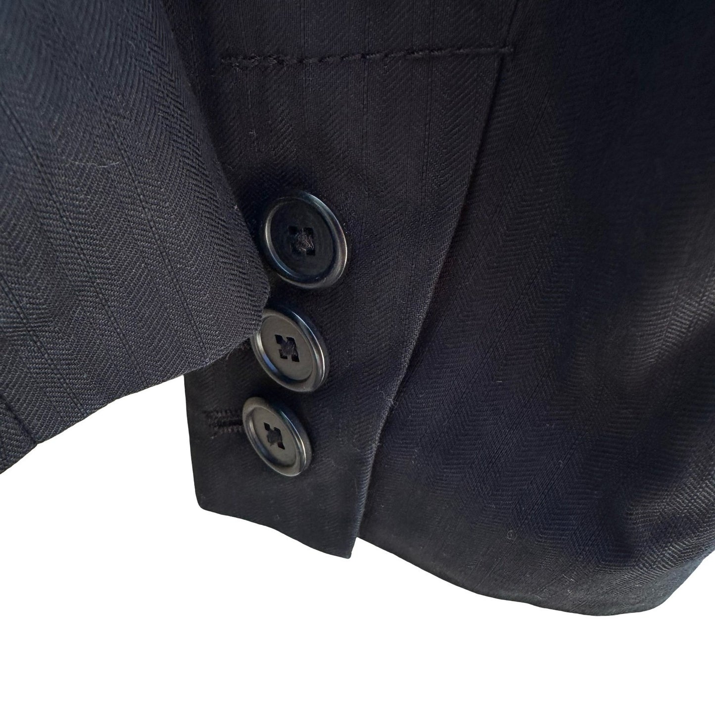 Gap Vintage 90s Cotton Linen Preppy Blazer Jacket Black Tailored Office Womens 2