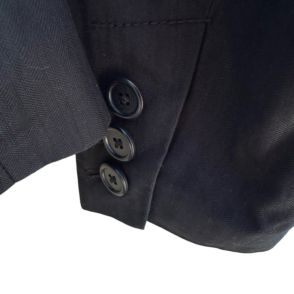 Gap Vintage 90s Cotton Linen Preppy Blazer Jacket Black Tailored Office Womens 2