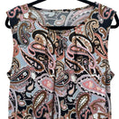 Switch Kasper Womens Paisley Psychedelic Sleeveless Knit Top Pink Pleated Neck Mod Chic 3 image