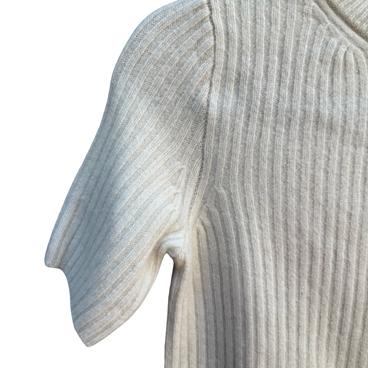 Madewell 100% Cashmere Quiet Luxury Minimalist Ribbed Mock Neck Crop Sweater M