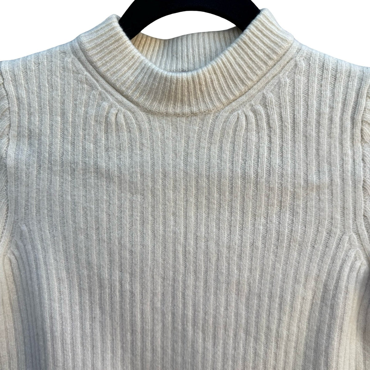 Madewell 100% Cashmere Quiet Luxury Minimalist Ribbed Mock Neck Crop Sweater M