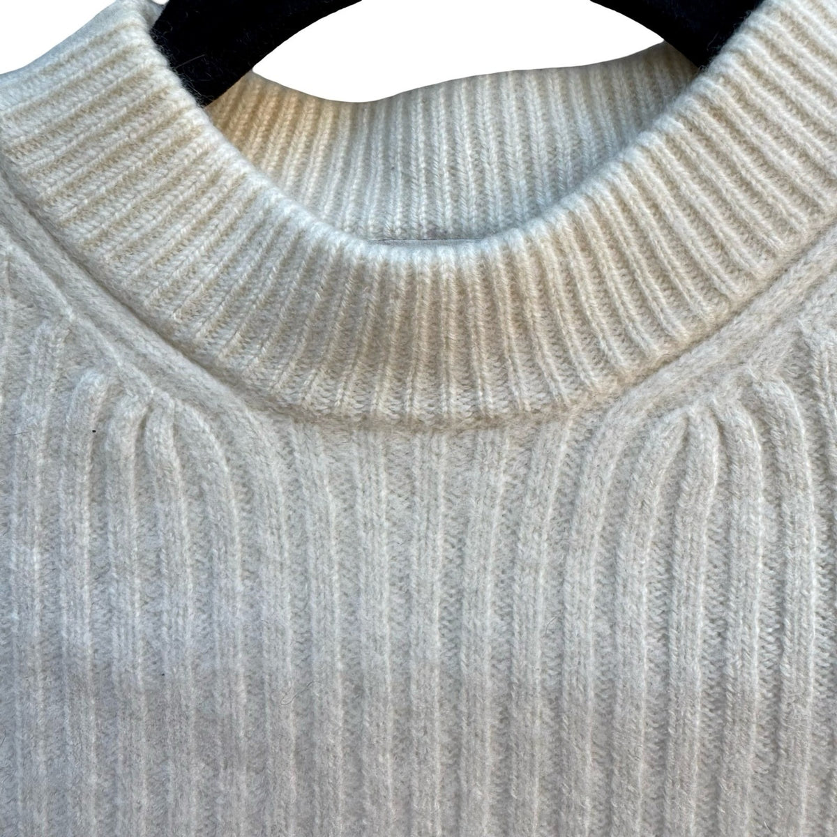 Madewell 100% Cashmere Quiet Luxury Minimalist Ribbed Mock Neck Crop Sweater M