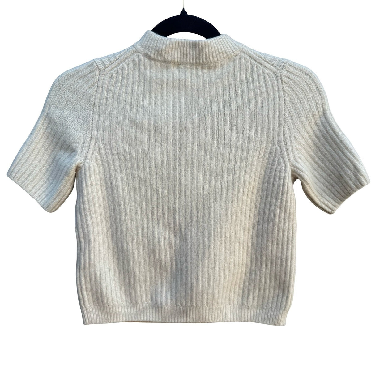 Madewell 100% Cashmere Quiet Luxury Minimalist Ribbed Mock Neck Crop Sweater M
