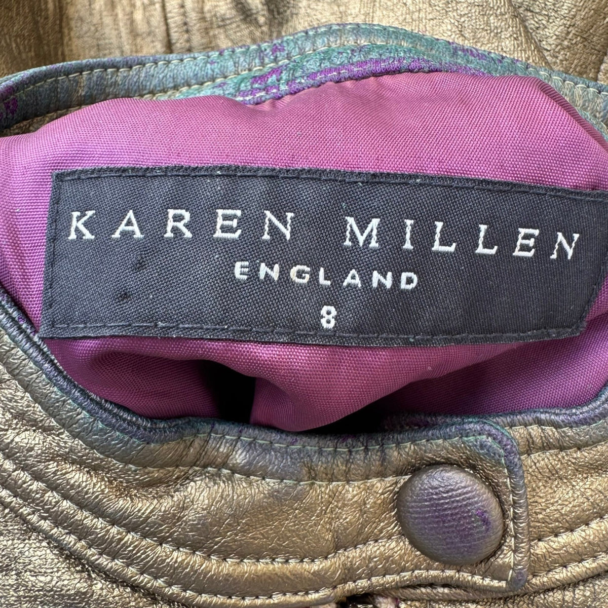 Karen Millen Y2K Cyberpunk Glam Rock Metallic Gold Cropped Edgy Moto Biker Vest