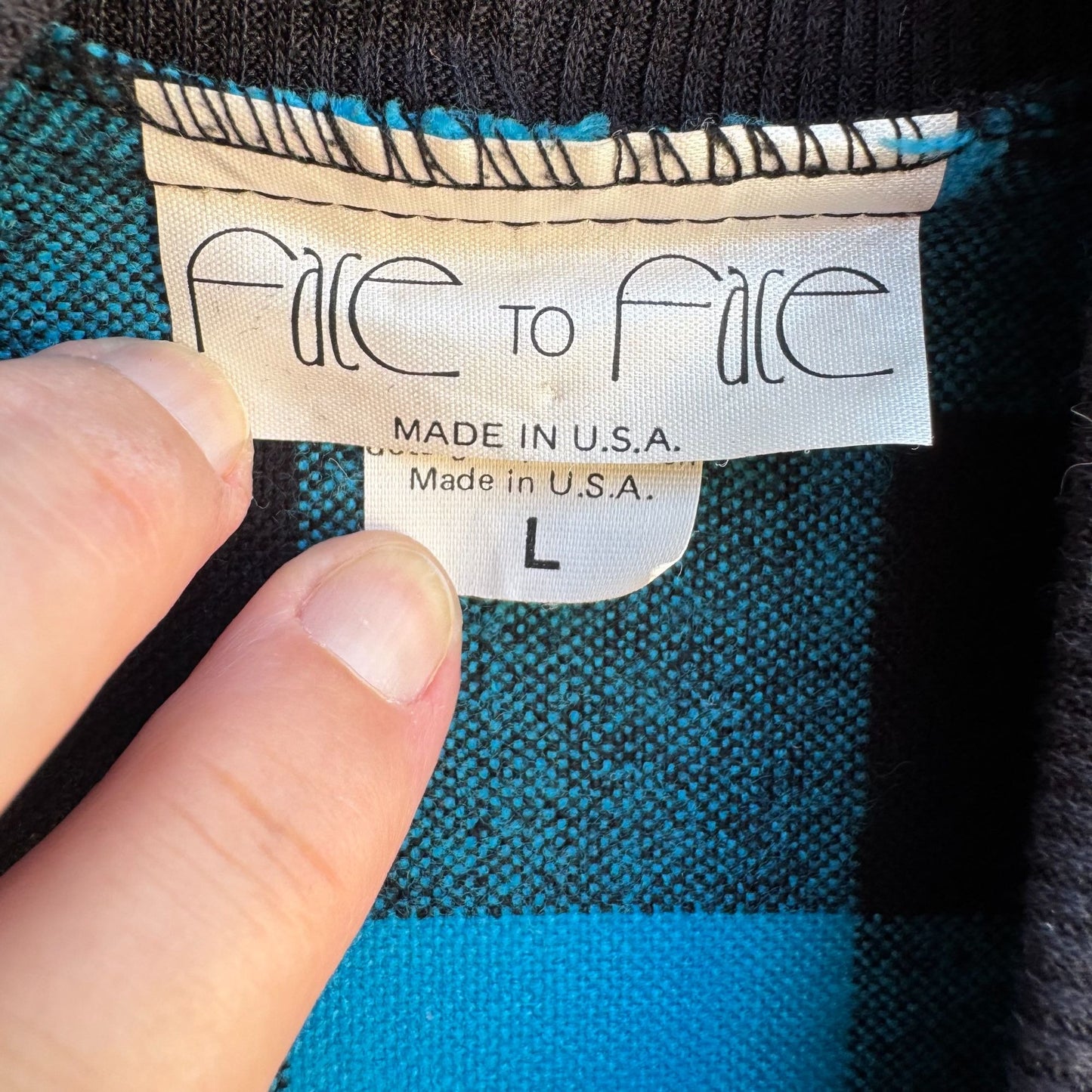 Face To Face Vintage Black Buffalo Plaid Batwing Double Breasted Cardigan Jacket