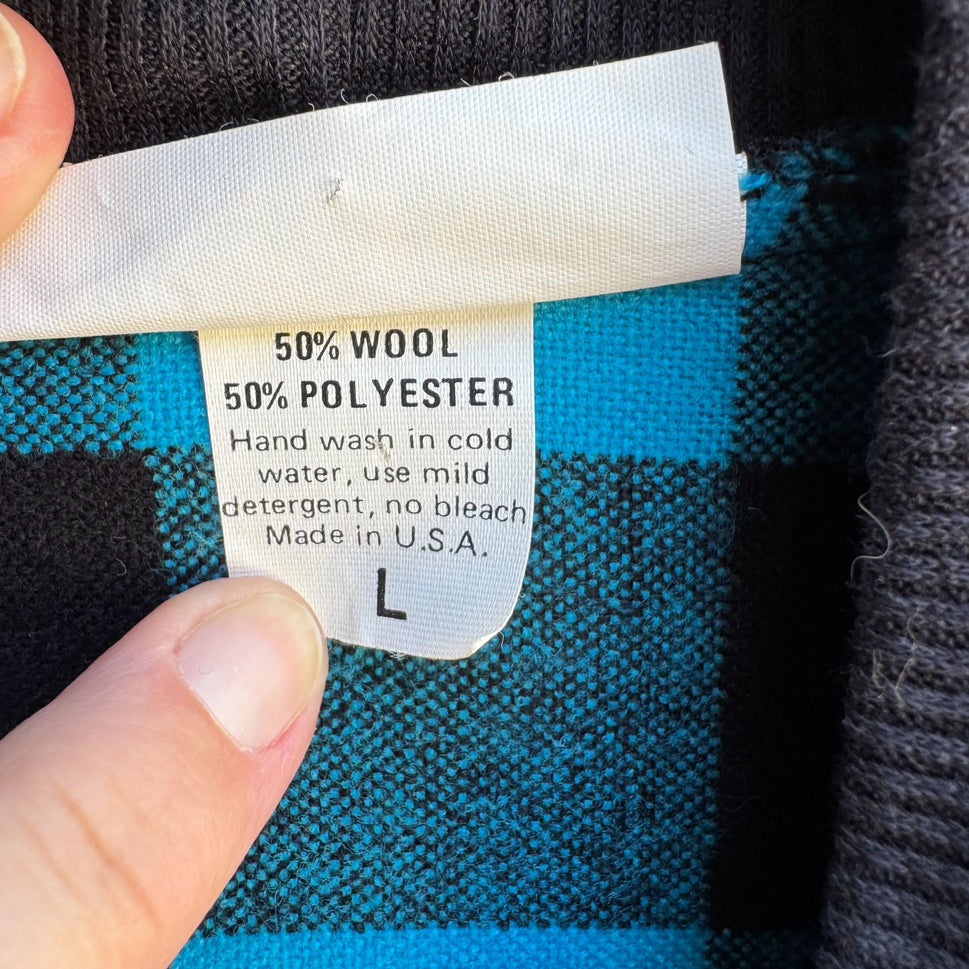 Face To Face Vintage Black Buffalo Plaid Batwing Double Breasted Cardigan Jacket