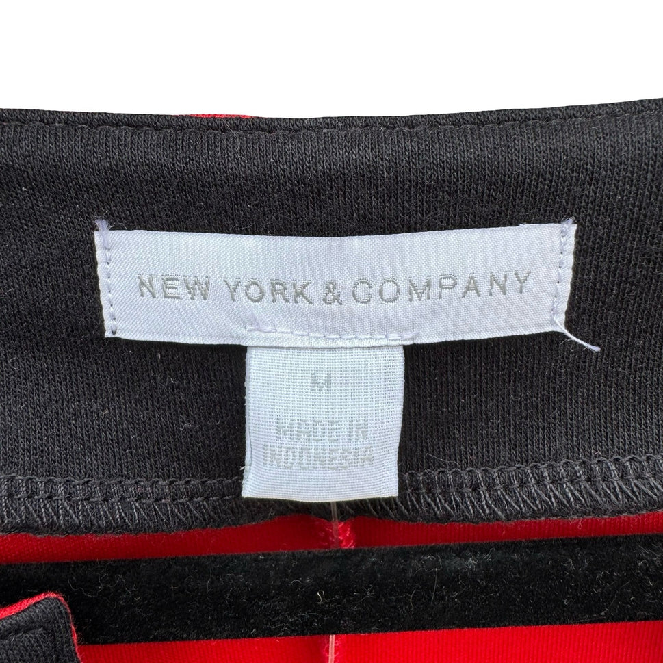 New York & Company Red Shift Dress Notched Neck Bell Sleeve Pockets Medium NEW