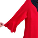 Switch New York &amp; Company Red Shift Dress Notched Neck Bell Sleeve Pockets Medium NEW 3 image