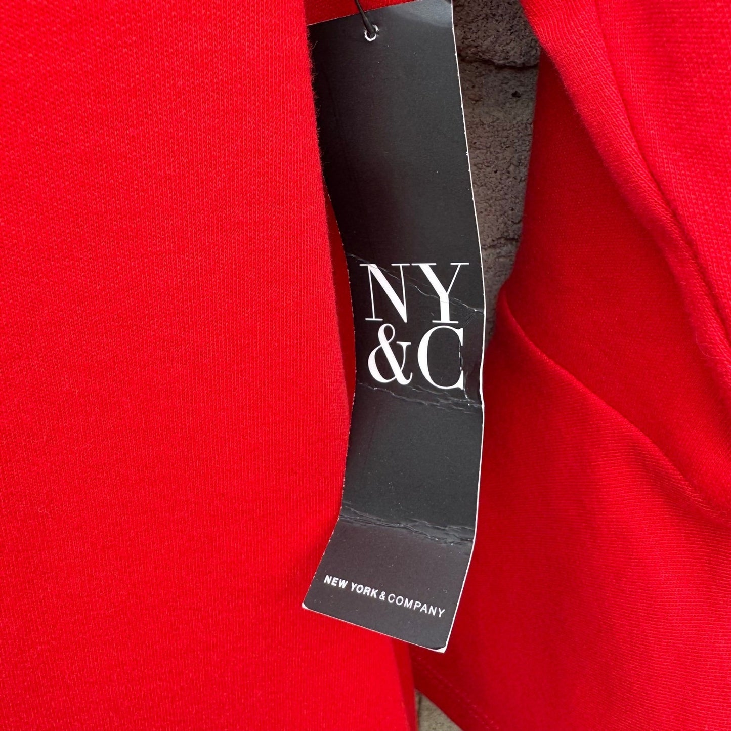 New York & Company Red Shift Dress Notched Neck Bell Sleeve Pockets Medium NEW
