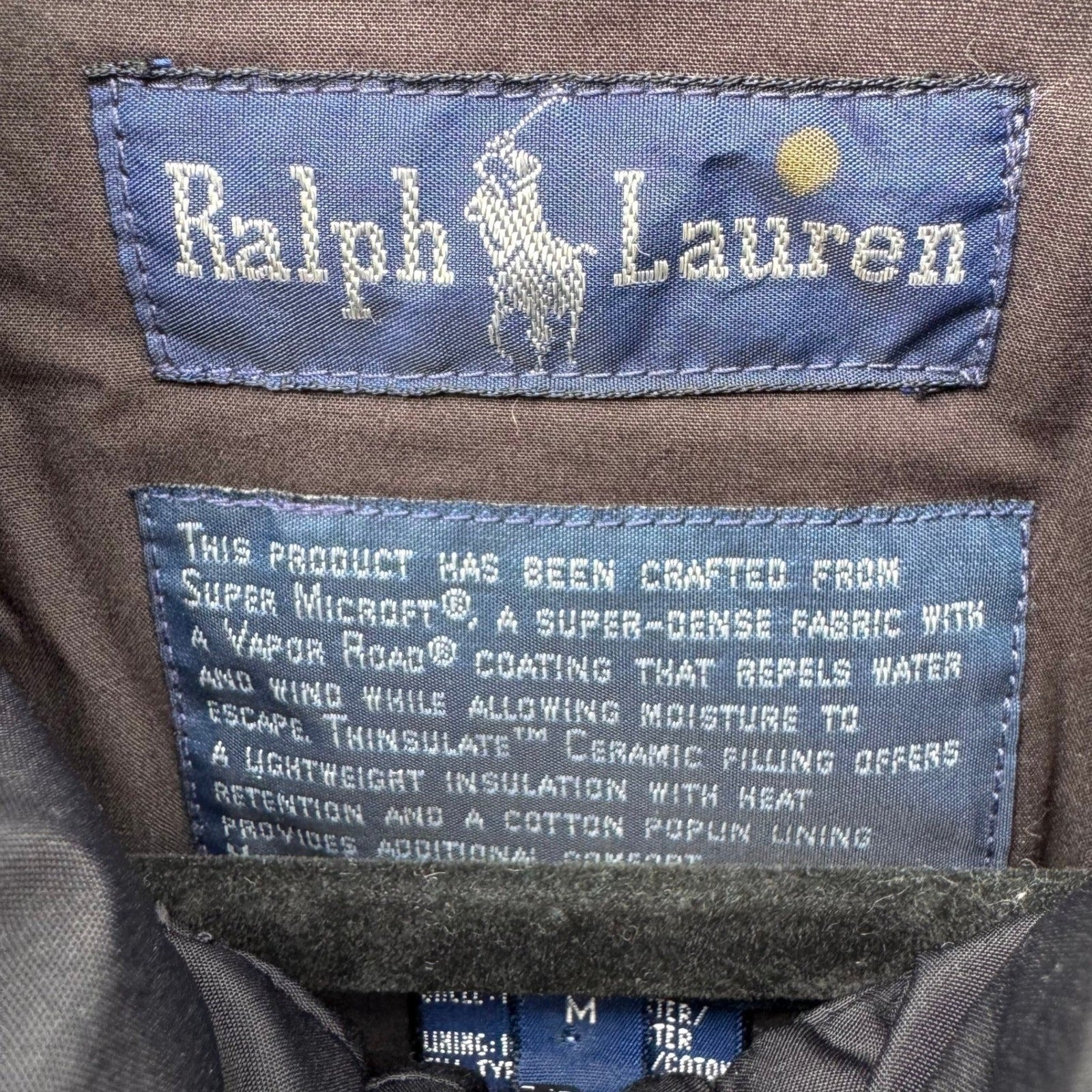 Ralph Lauren RL 2000 Mens Black Thinsulate Utility Jacket Super Microft Size M
