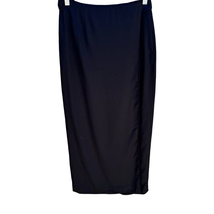Jean Paul Gaultier Femme Vintage 90s Black Wool Wrap Midi Skirt Designer Archive