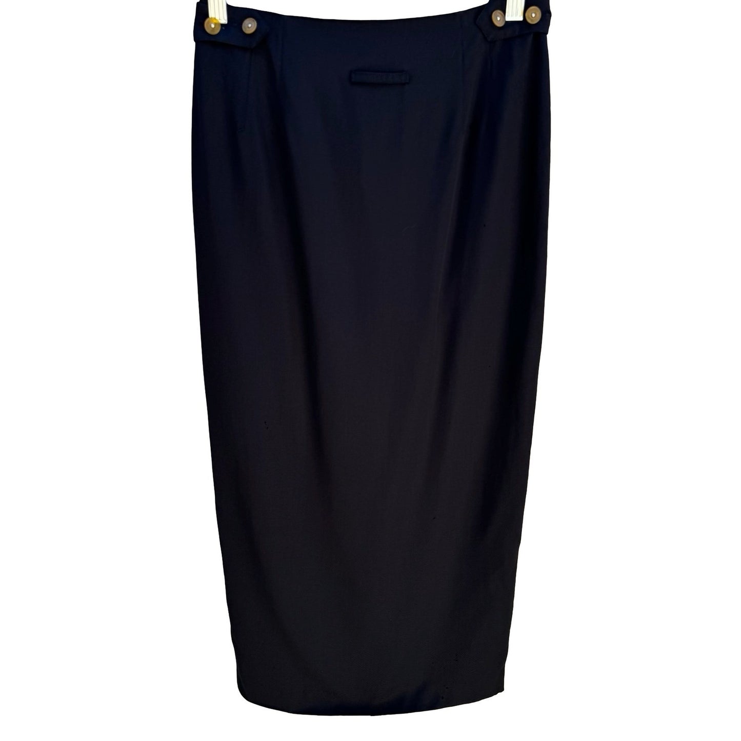 Jean Paul Gaultier Femme Vintage 90s Black Wool Wrap Midi Skirt Designer Archive