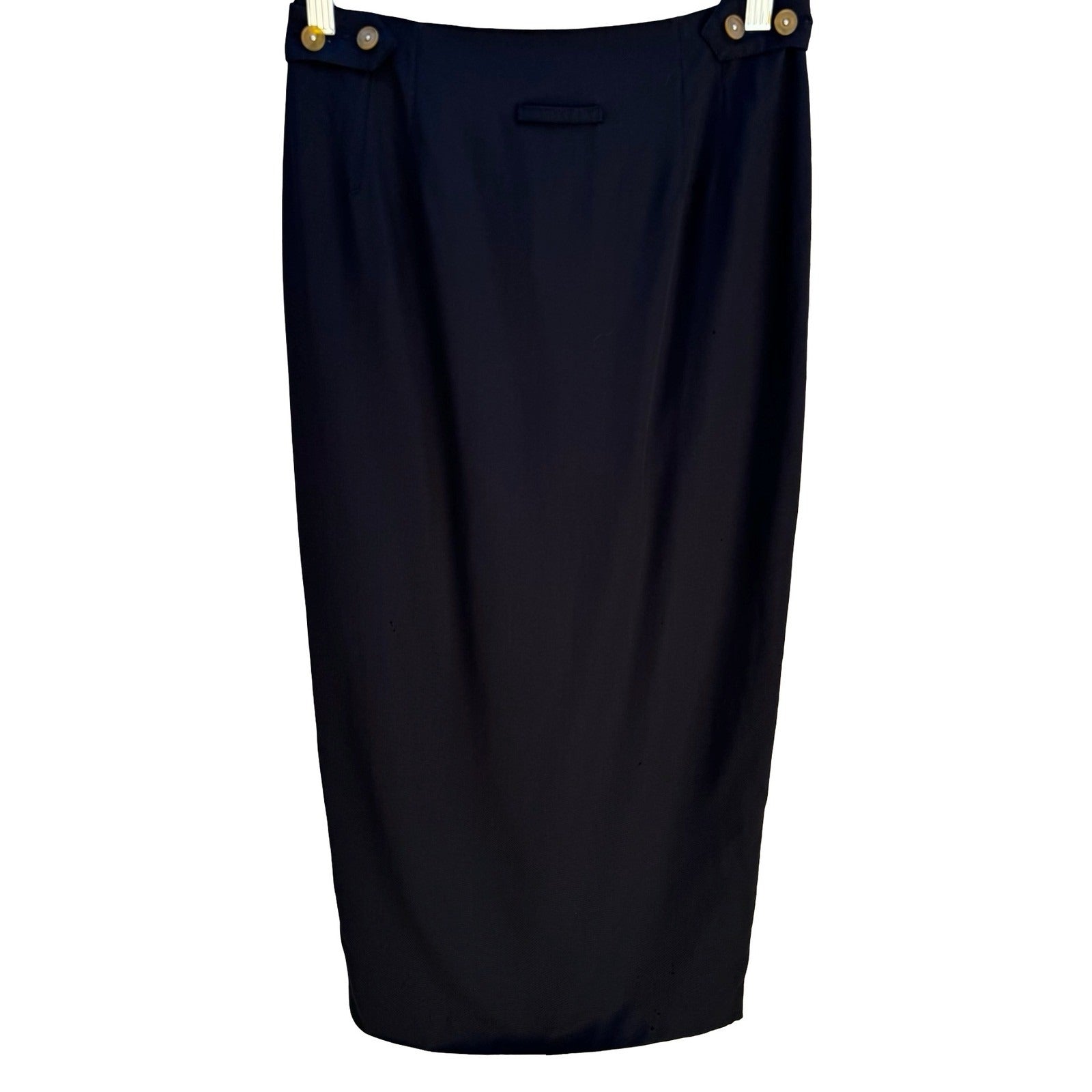 Jean Paul Gaultier Femme Vintage 90s Black Wool Wrap Midi Skirt Designer Archive