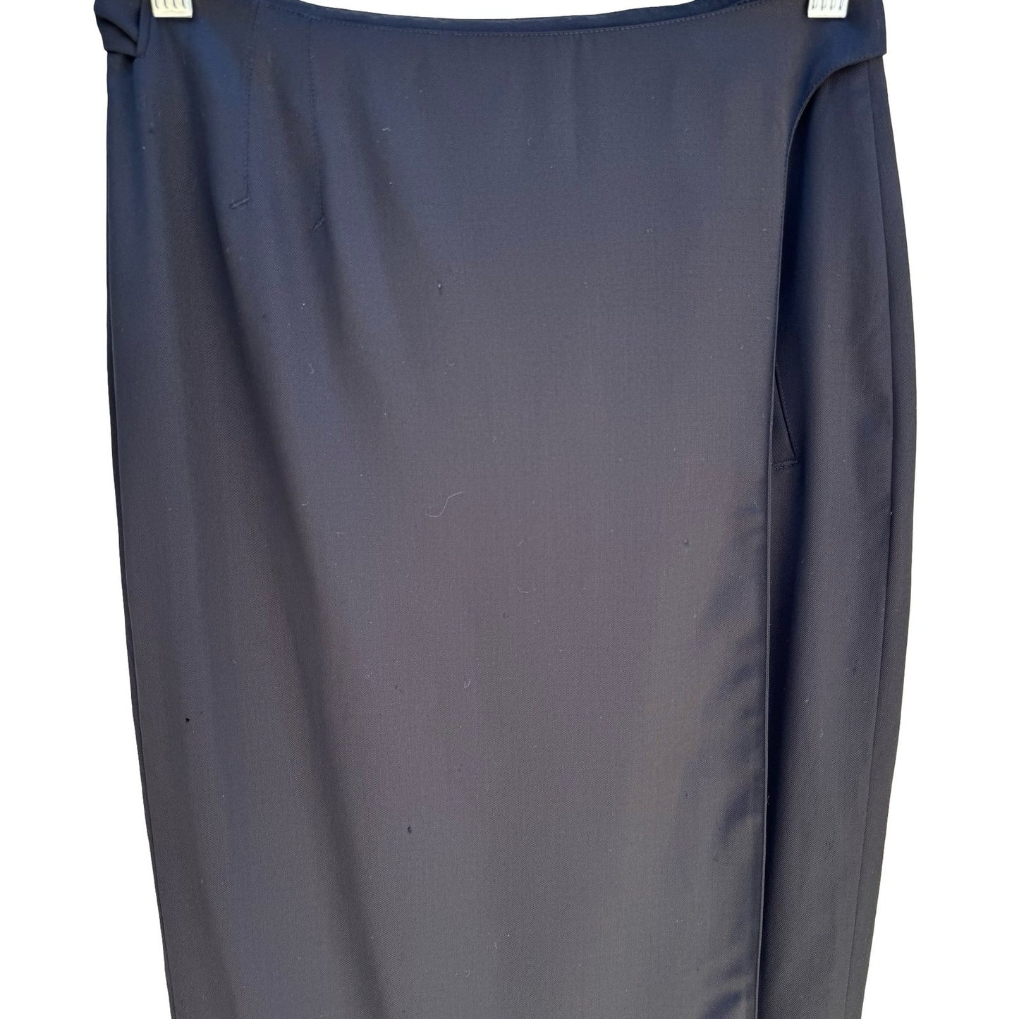 Jean Paul Gaultier Femme Vintage 90s Black Wool Wrap Midi Skirt Designer Archive