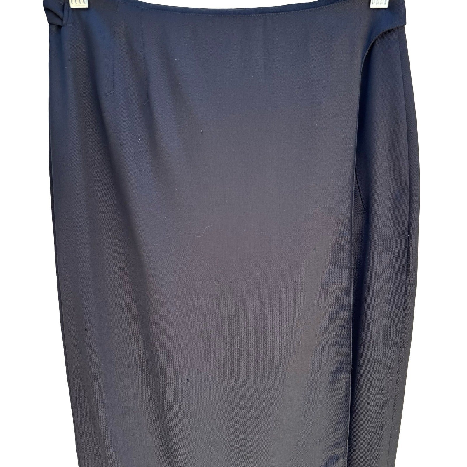 Jean Paul Gaultier Femme Vintage 90s Black Wool Wrap Midi Skirt Designer Archive